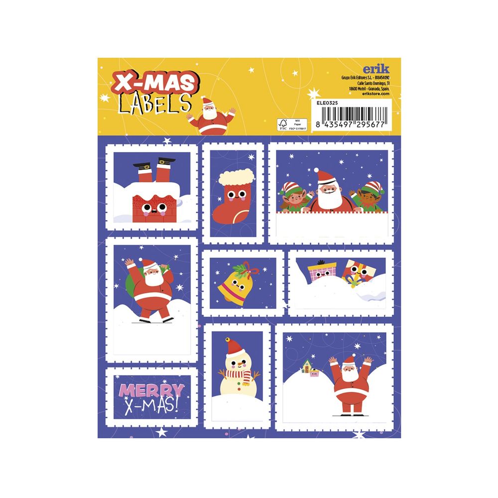 Grupo Erik - Christmas Santa Claus Stickers Étiquettes adhésives - Multicolore